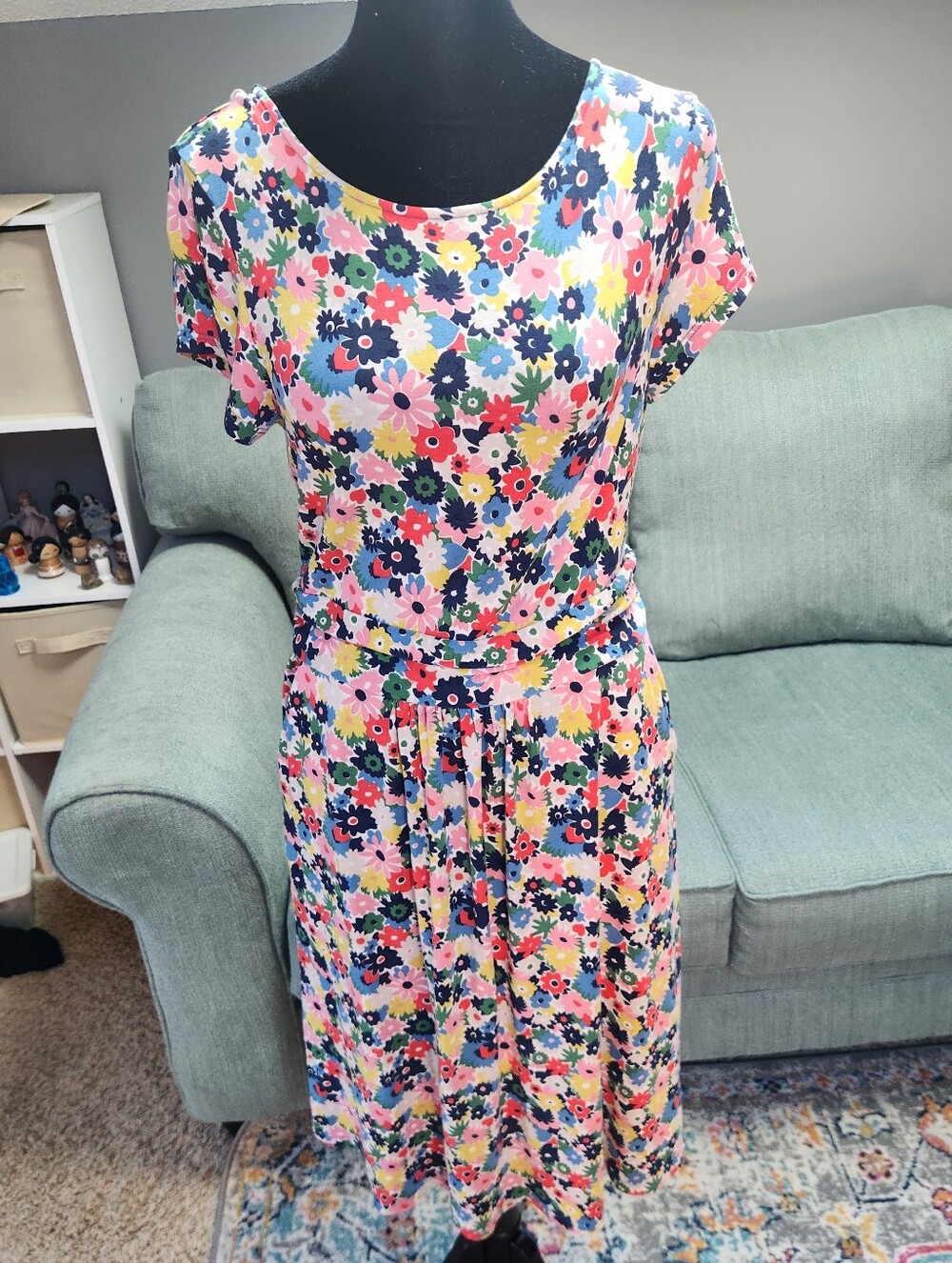 Boden Floral Short-Sleeve A-Line Knir Dress - Multicolor Size 8